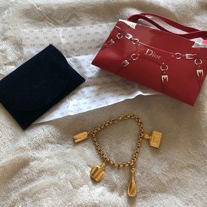DIOR Rare Gold Tone Parfums Charm Bracelet